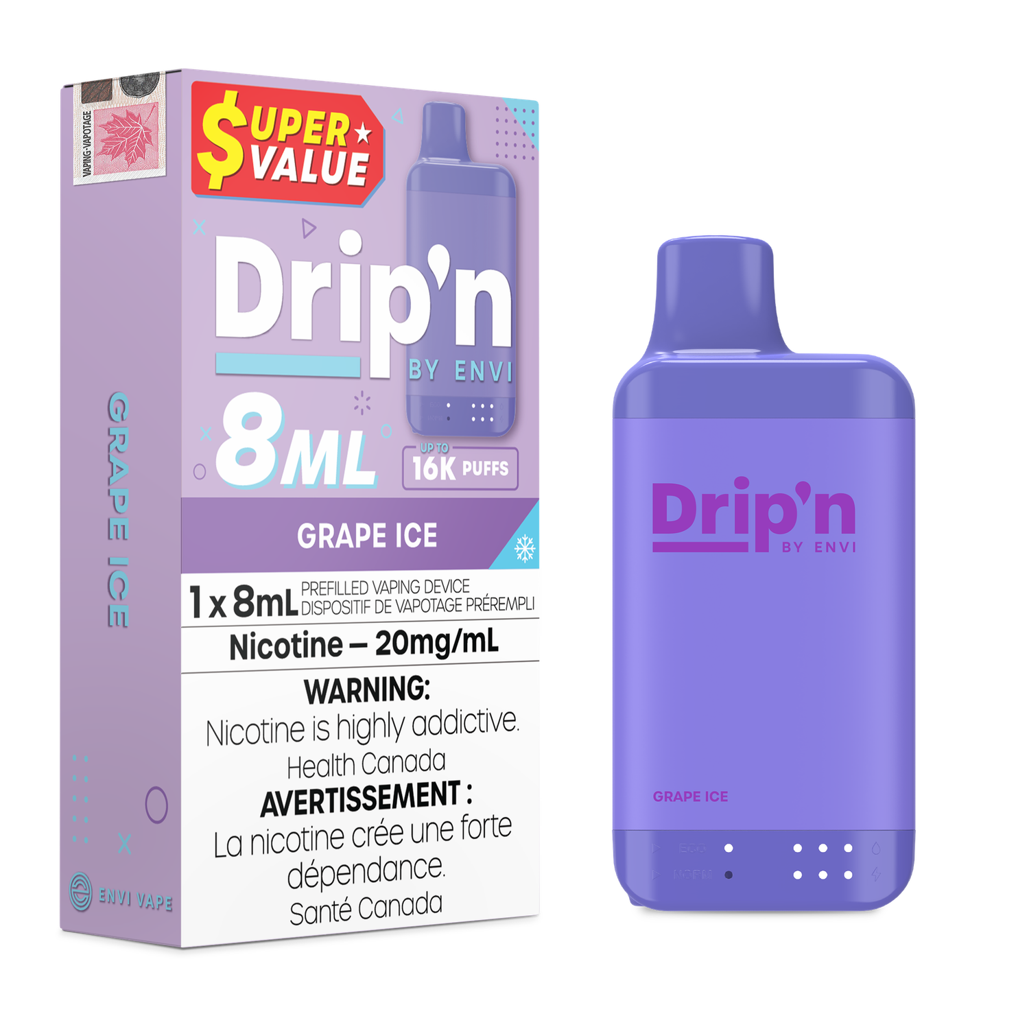 Drip&#39;n 8ML 16K - Grape Ice