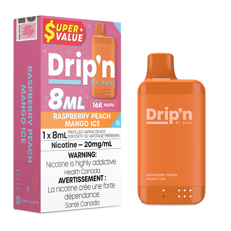 Drip&#39;n 8ML 16K - Raspberry Peach Mango Ice