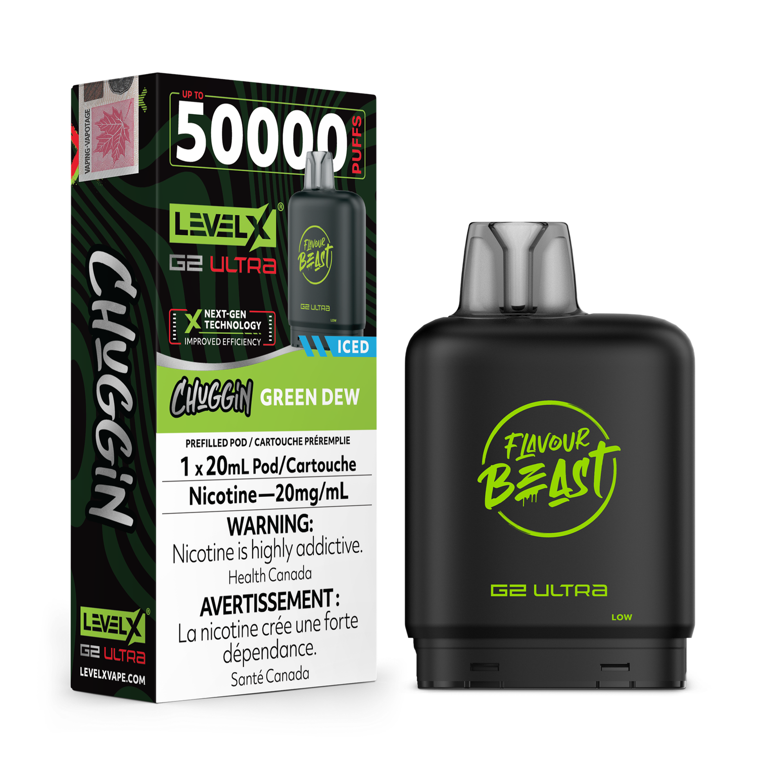 Flavour Beast Level X G2 Ultra 50K Pod - Chuggin Green Dew