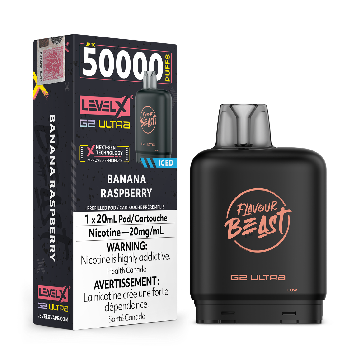 Flavour Beast Level X G2 Ultra 50K Pod - Banana Raspberry Ice