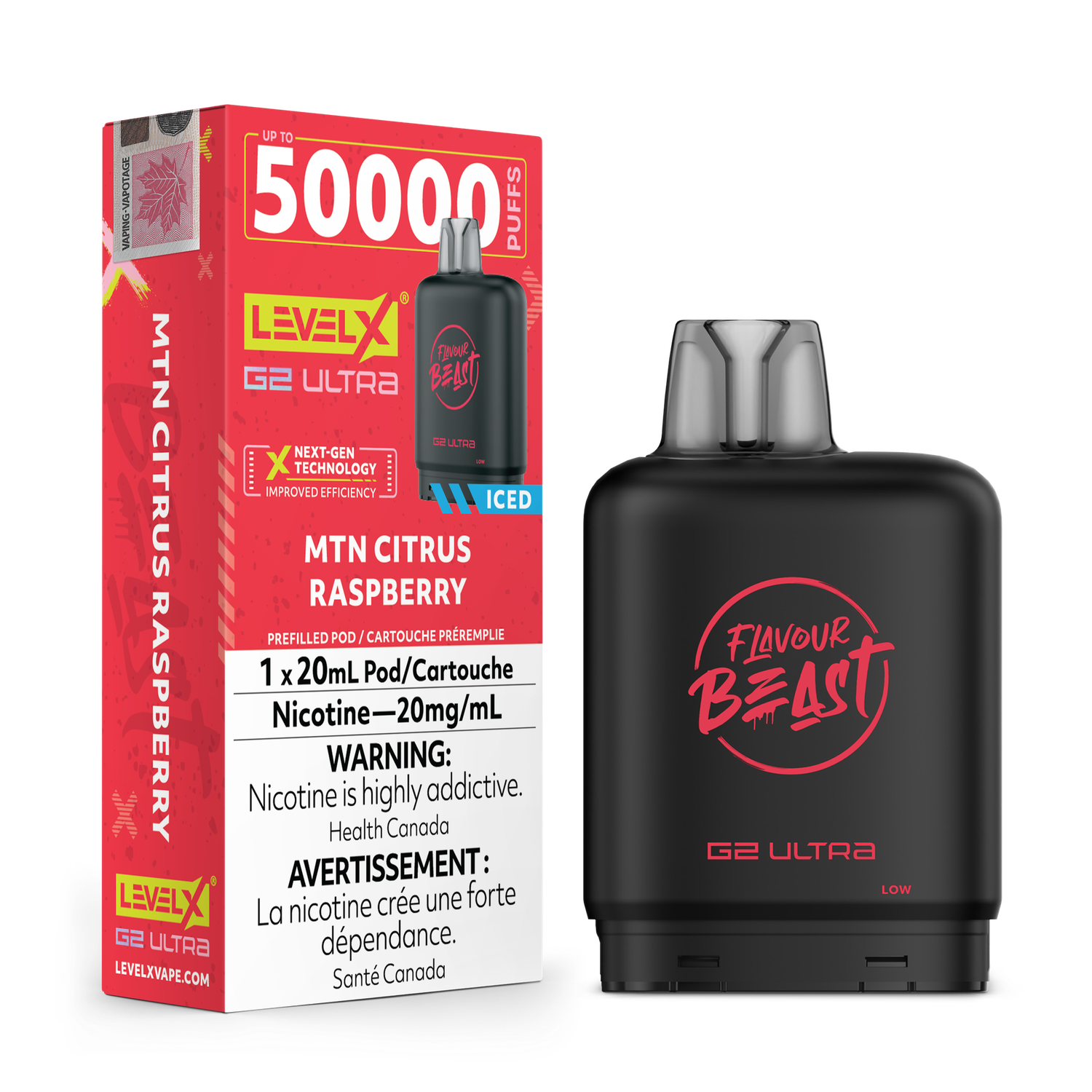 Flavour Beast Level X G2 Ultra 50K Pod - Mtn Citrus Raspberry