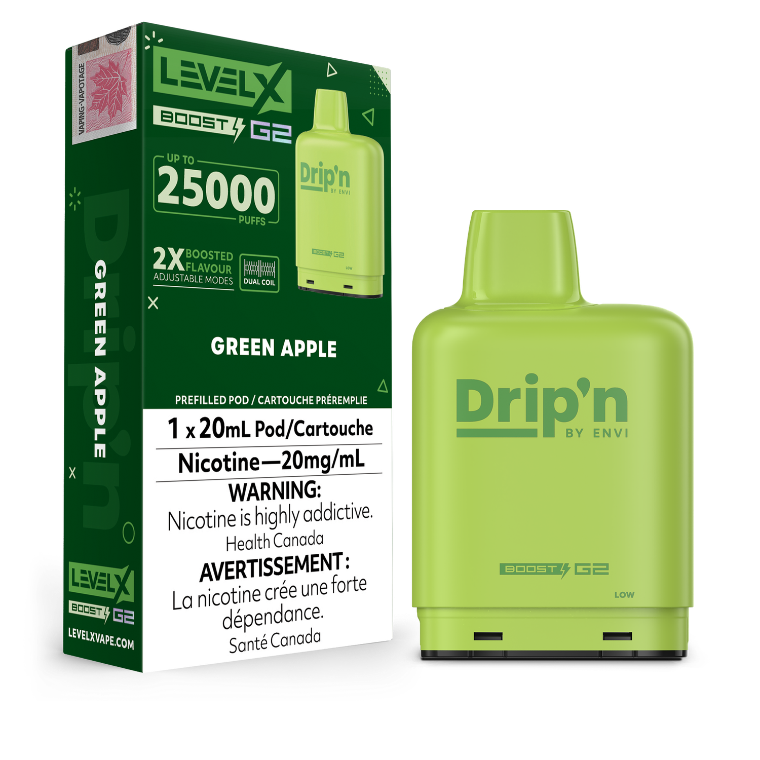 Drip&#39;n Level X Boost G2 25K Pod - Green Apple - FED