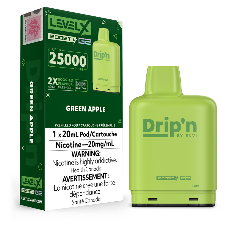 Drip&#39;n Level X Boost G2 25K Pod - Green Apple - FED