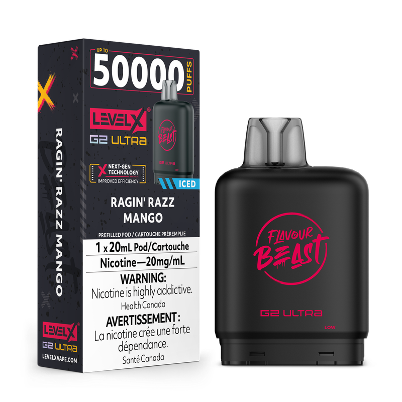 Flavour Beast Level X G2 Ultra 50K Pod - Ragin&#39; Razz Mango Iced