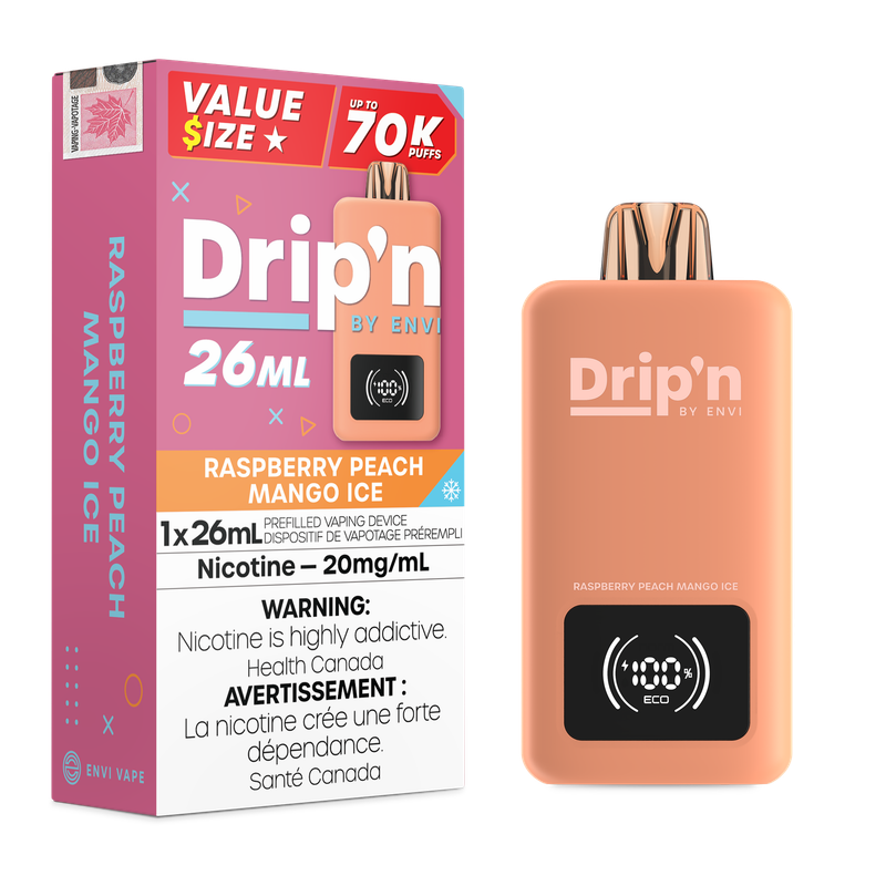 Drip'n 26ML 70K - Raspberry Peach Mango Ice
