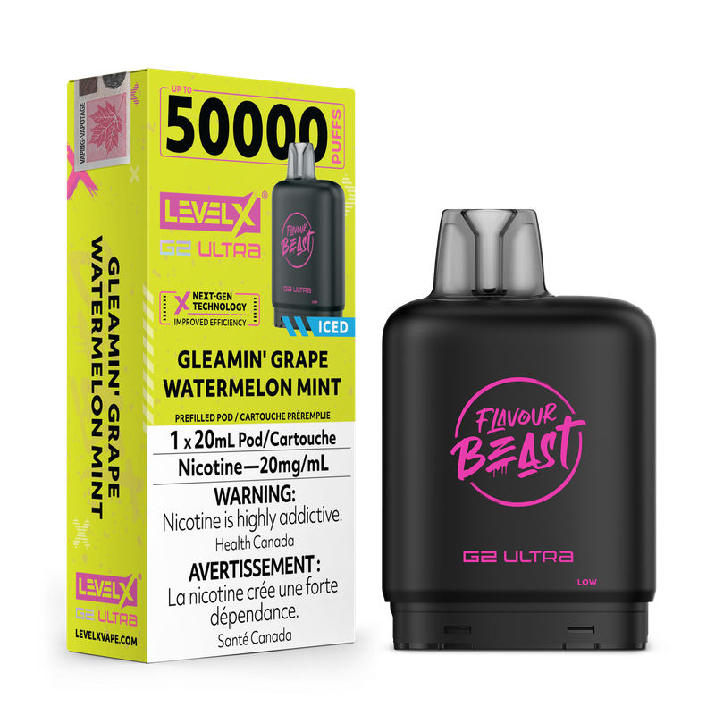 Flavour Beast Level X G2 Ultra 50K Pod - Gleamin' Grape Watermelon Mint