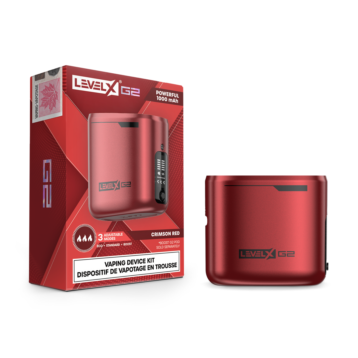 Level X Boost G2 - 1000 mAh Device (Battery Only) Level X Boost G2 - 1000 mAh Device (Battery Only), Colour: Crimson Red