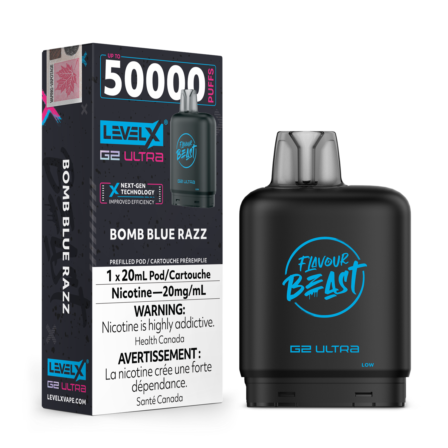 Flavour Beast Level X G2 Ultra 50K Pod - Bomb Blue Razz Flavour Beast Level X G2 Ultra 50K Pod - Bomb Blue Razz