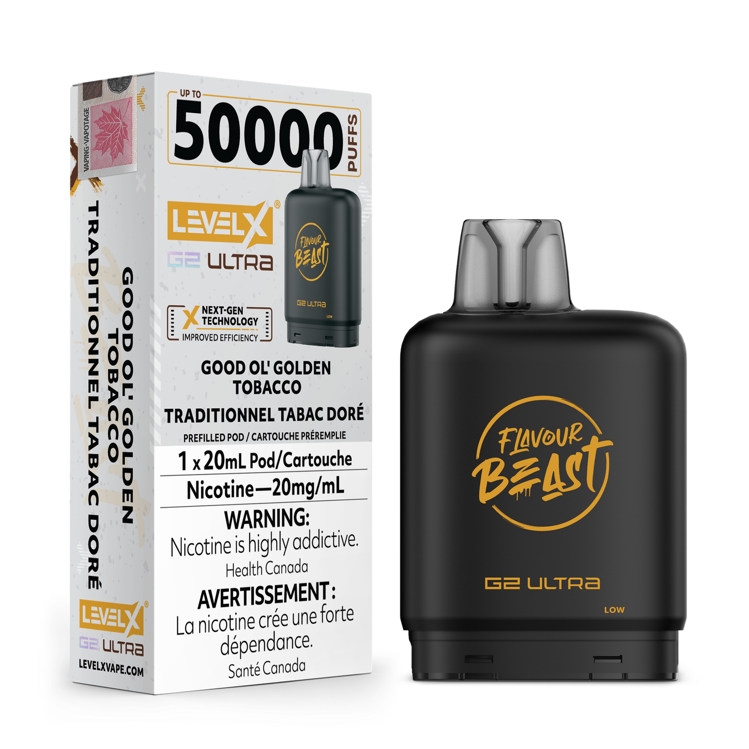Flavour Beast Level X G2 Ultra 50K Pod - Good Ol' Golden Tobacco