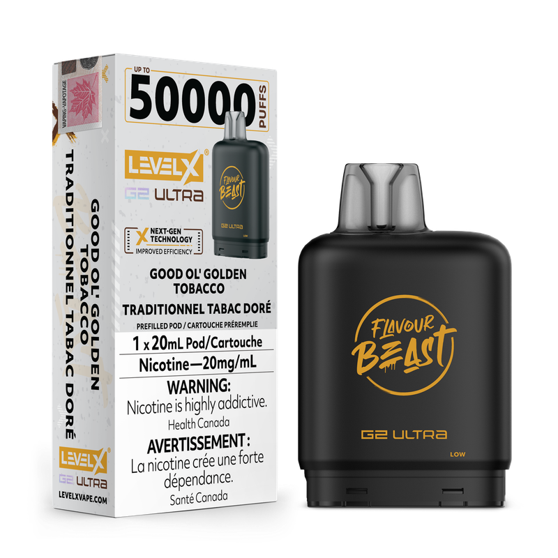 Flavour Beast Level X G2 Ultra 50K Pod - Good Ol' Golden Tobacco