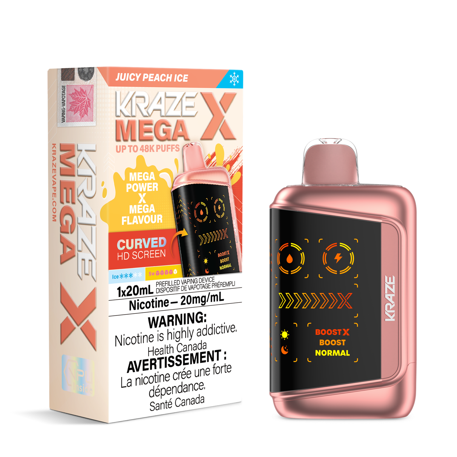 Kraze Mega X - Juicy Peach Ice