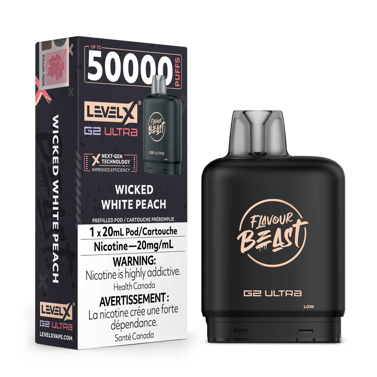 Flavour Beast Level X G2 Ultra 50K Pod - Wicked White Peach
