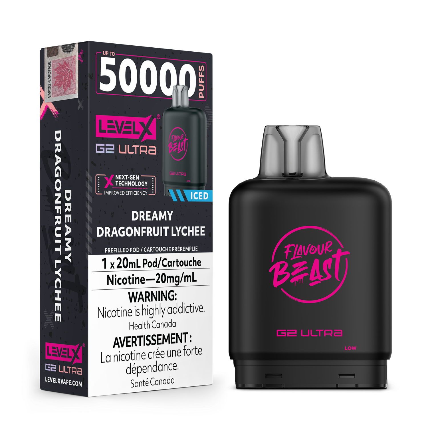 Flavour Beast Level X G2 Ultra 50K Pod - Dreamy Dragonfruit Lychee Iced