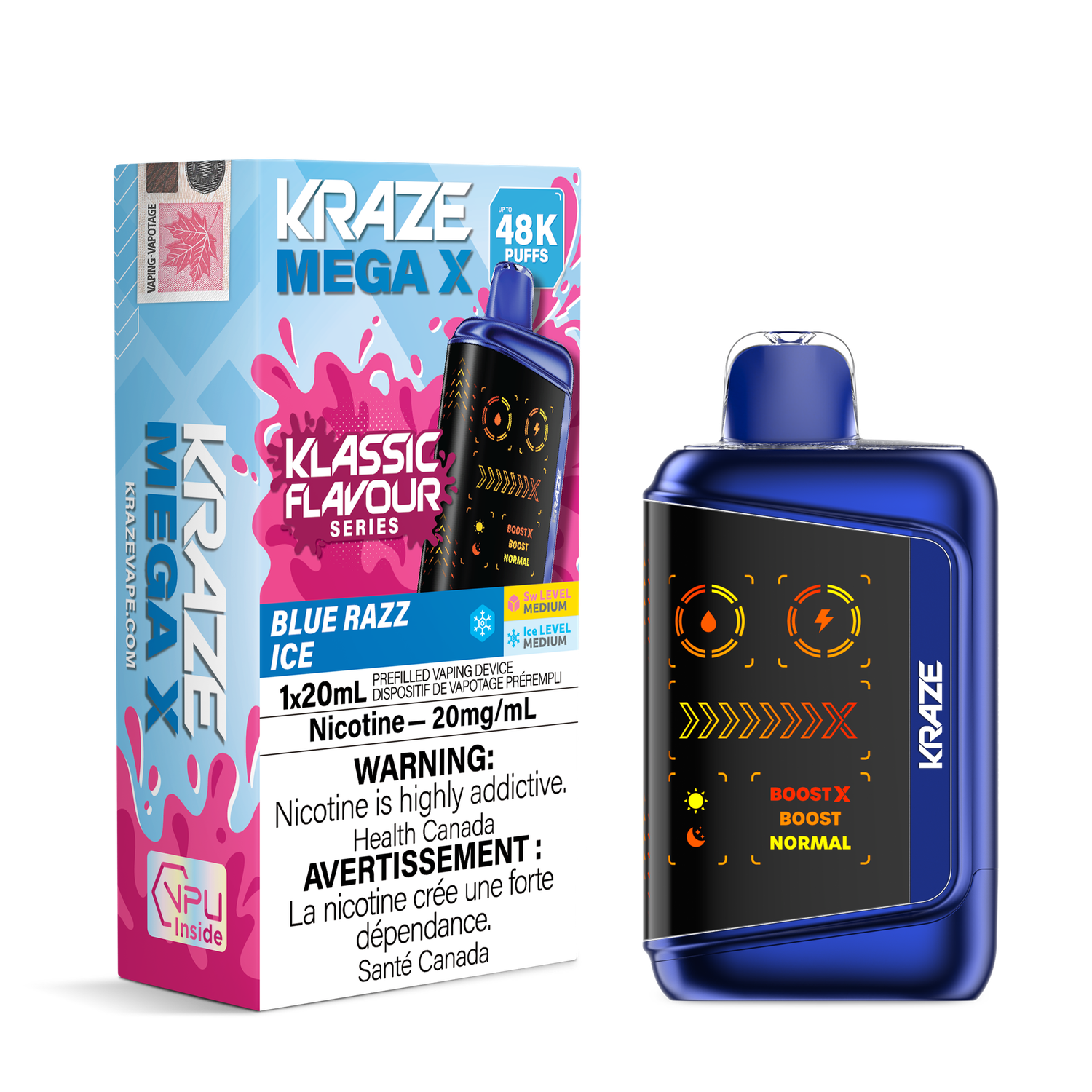 Kraze Mega X 48K Classic - Blue Razz Ice