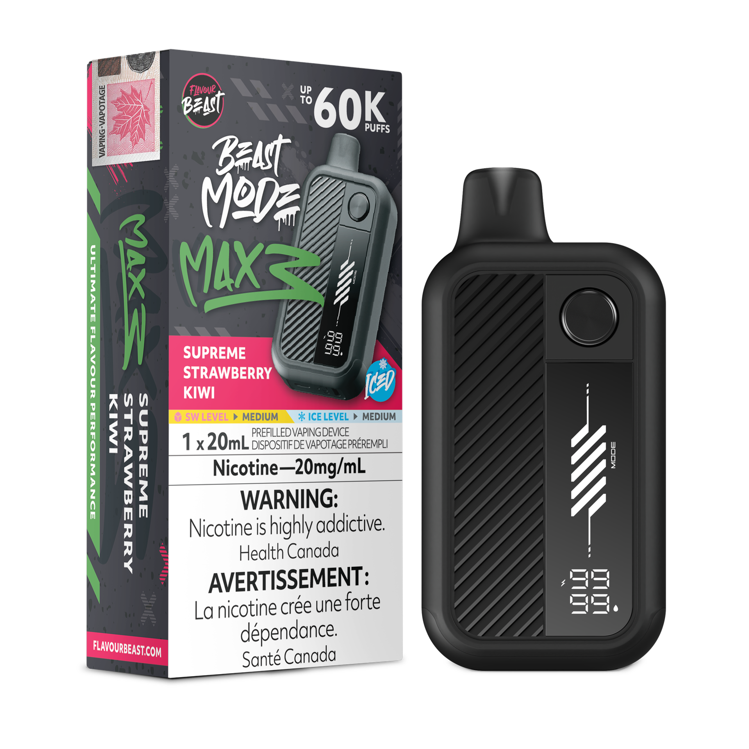Flavour Beast Beast Mode Max 3 60K - Supreme Strawberry Kiwi Iced