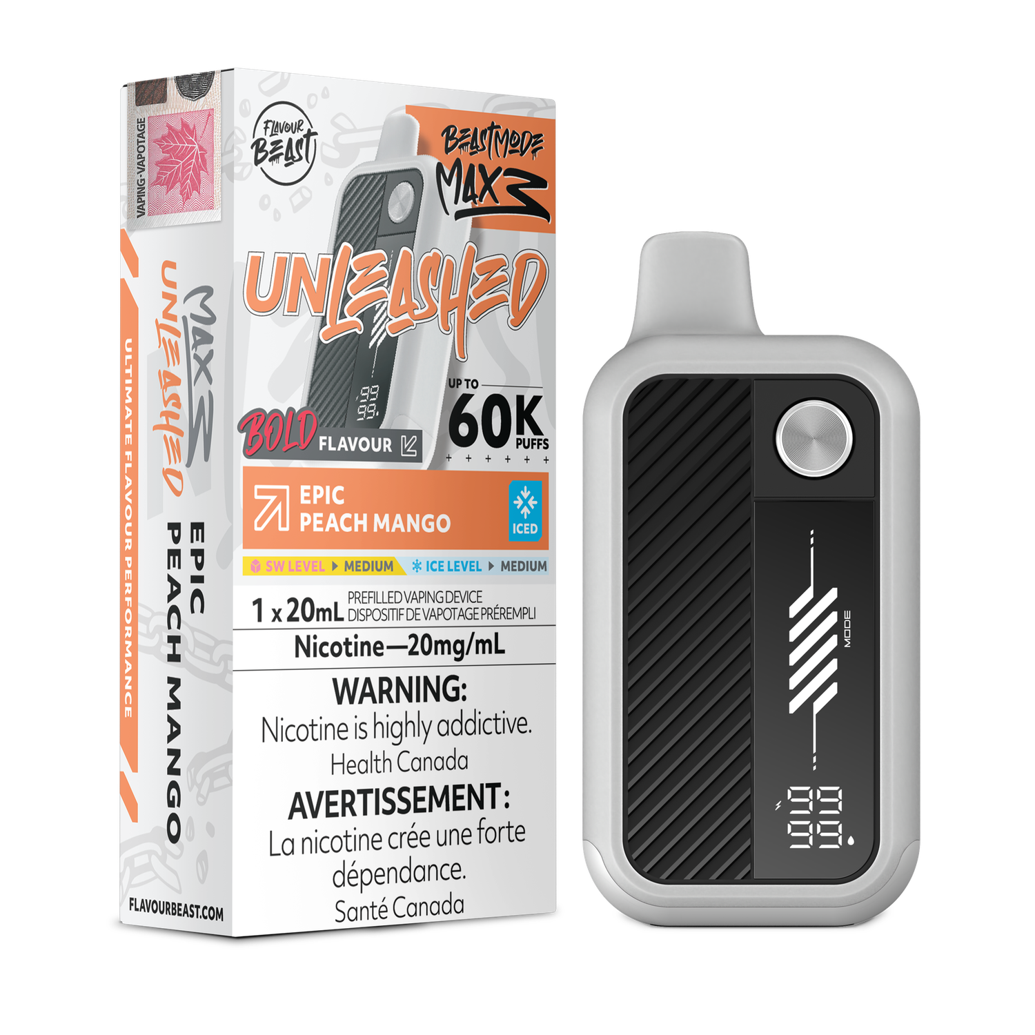 Flavour Beast Beast Mode Max 3 60K - Epic Peach Mango Iced