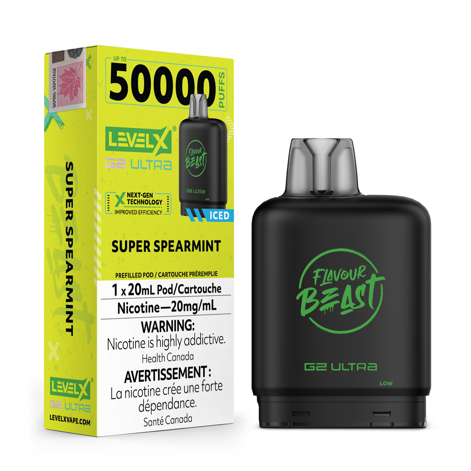 Flavour Beast Level X G2 Ultra 50K Pod - Super Spearmint Iced