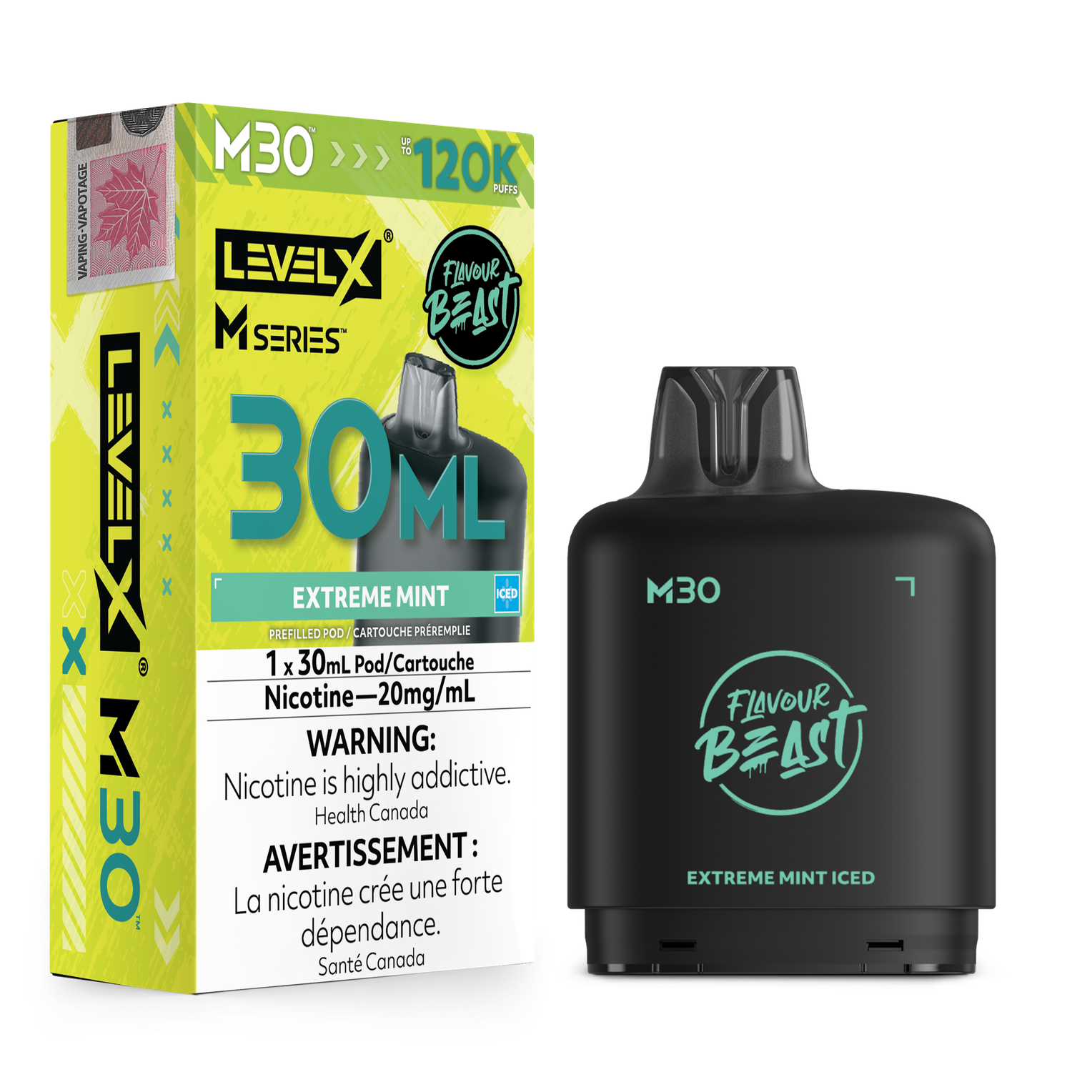 Flavour Beast Level X M Series Pod 30ML 120K - Extreme Mint Iced Flavour Beast Level X M Series Pod 30ML 120K - Extreme Mint Iced