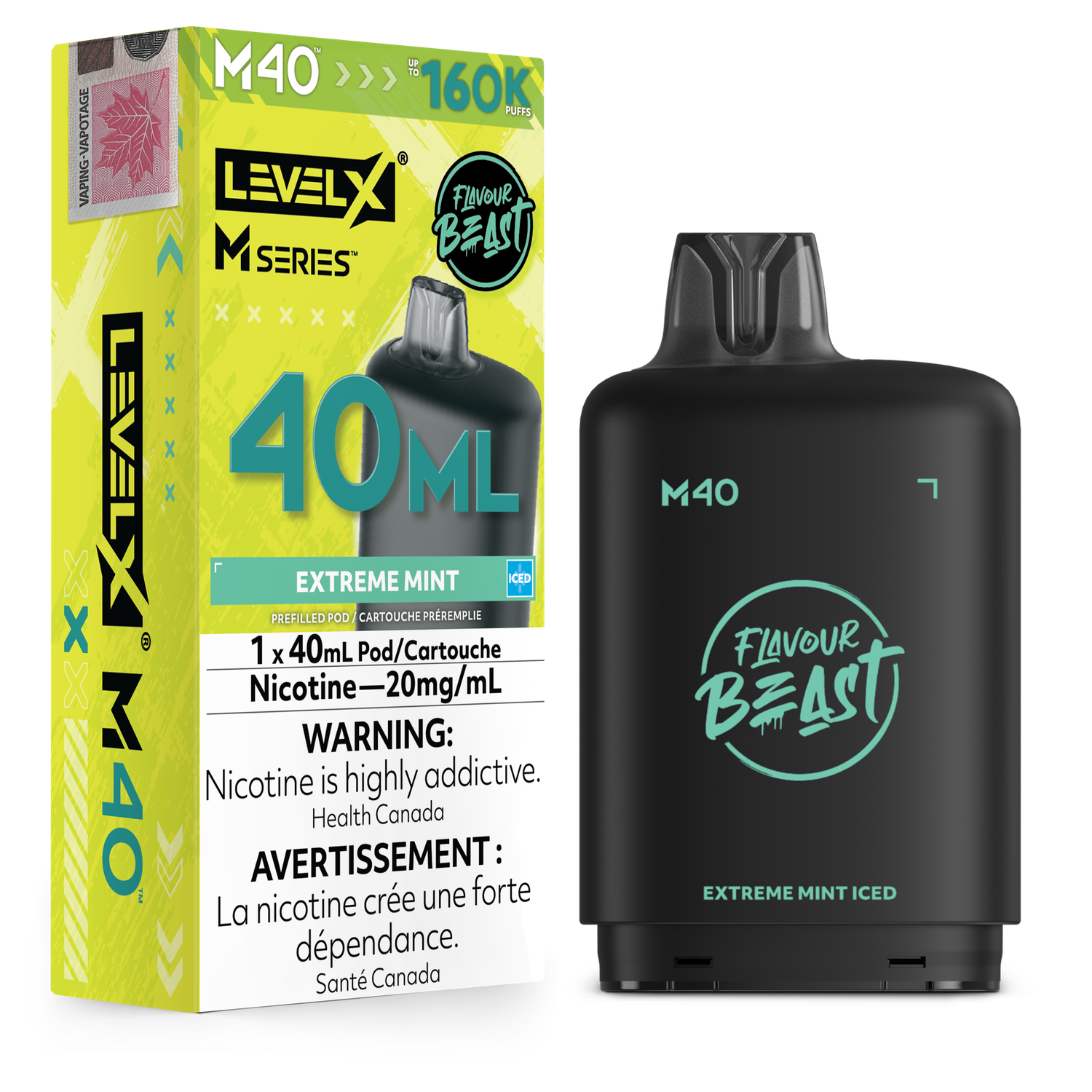 Flavour Beast Level X M Series Pod 40ML 160K - Extreme Mint Iced Flavour Beast Level X M Series Pod 40ML 160K - Extreme Mint Iced