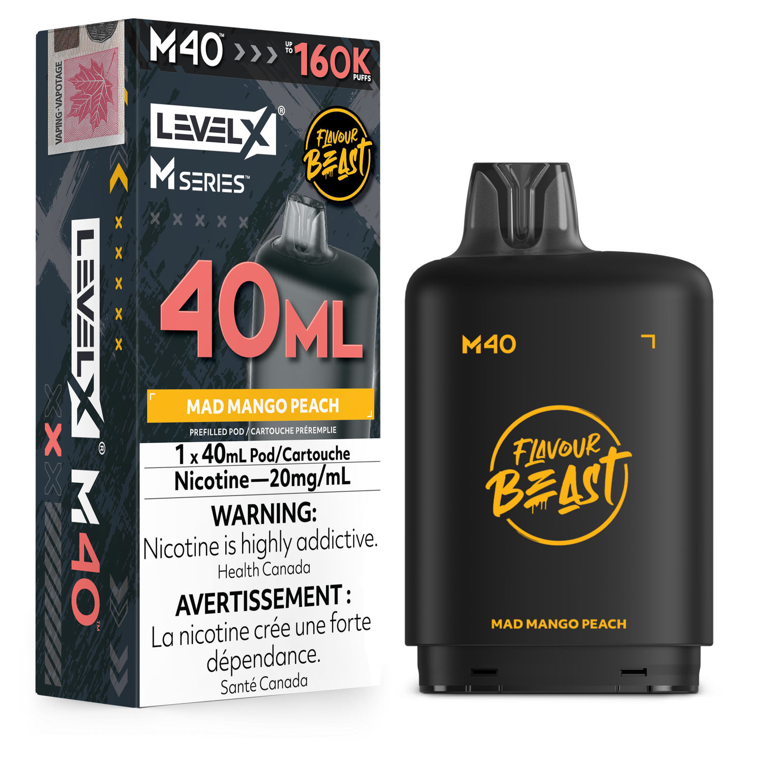 Flavour Beast Level X M Series Pod 40ML 160K - Mad Mango Peach Flavour Beast Level X M Series Pod 40ML 160K - Mad Mango Peach