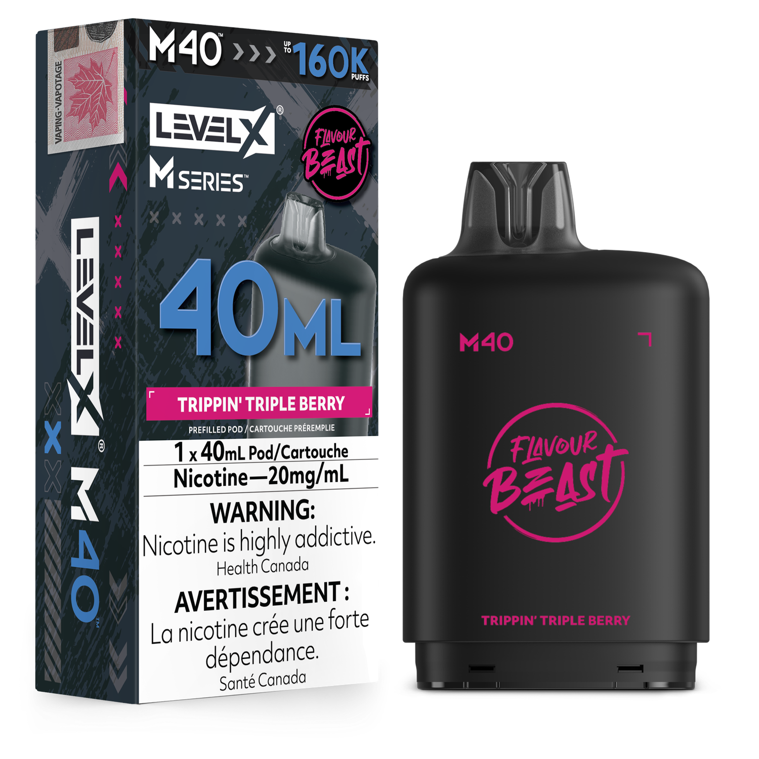 Flavour Beast Level X M Series Pod 40ML 160K - Trippin' Triple Berry Flavour Beast Level X M Series Pod 40ML 160K - Trippin' Triple Berry