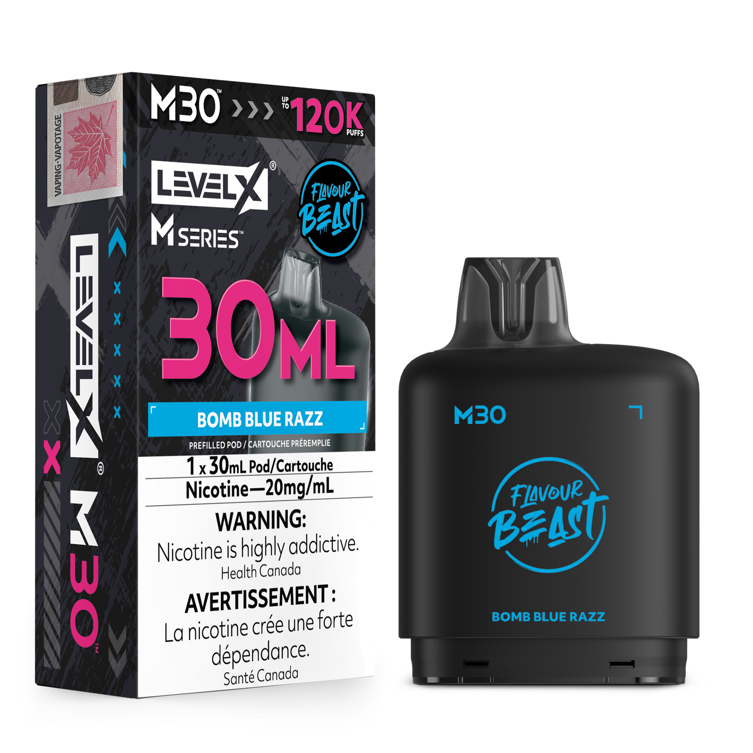 Flavour Beast Level X M Series Pod 30ML 120K - Bomb Blue Razz Flavour Beast Level X M Series Pod 30ML 120K - Bomb Blue Razz