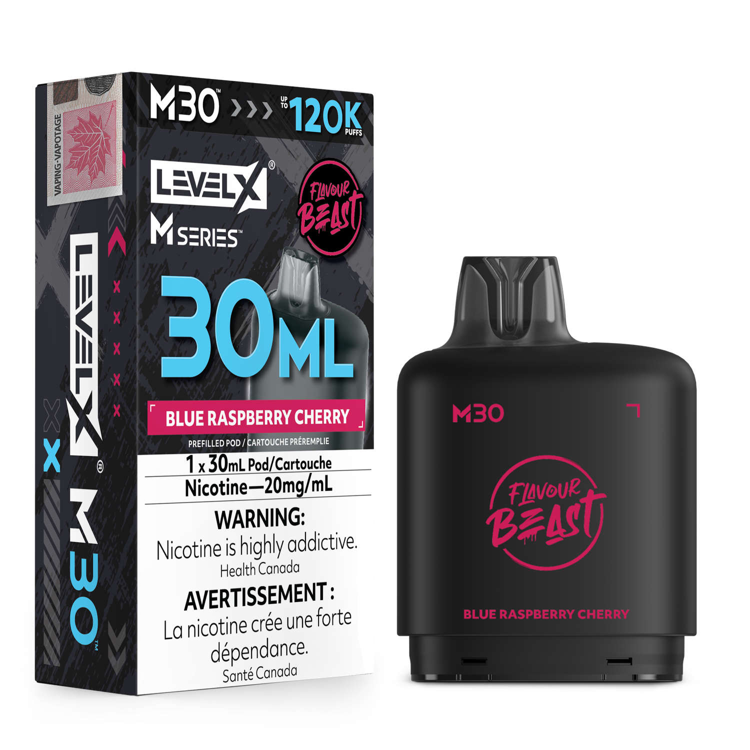 Flavour Beast Level X M Series Pod 30ML 120K - Blue Raspberry Cherry Flavour Beast Level X M Series Pod 30ML 120K - Blue Raspberry Cherry