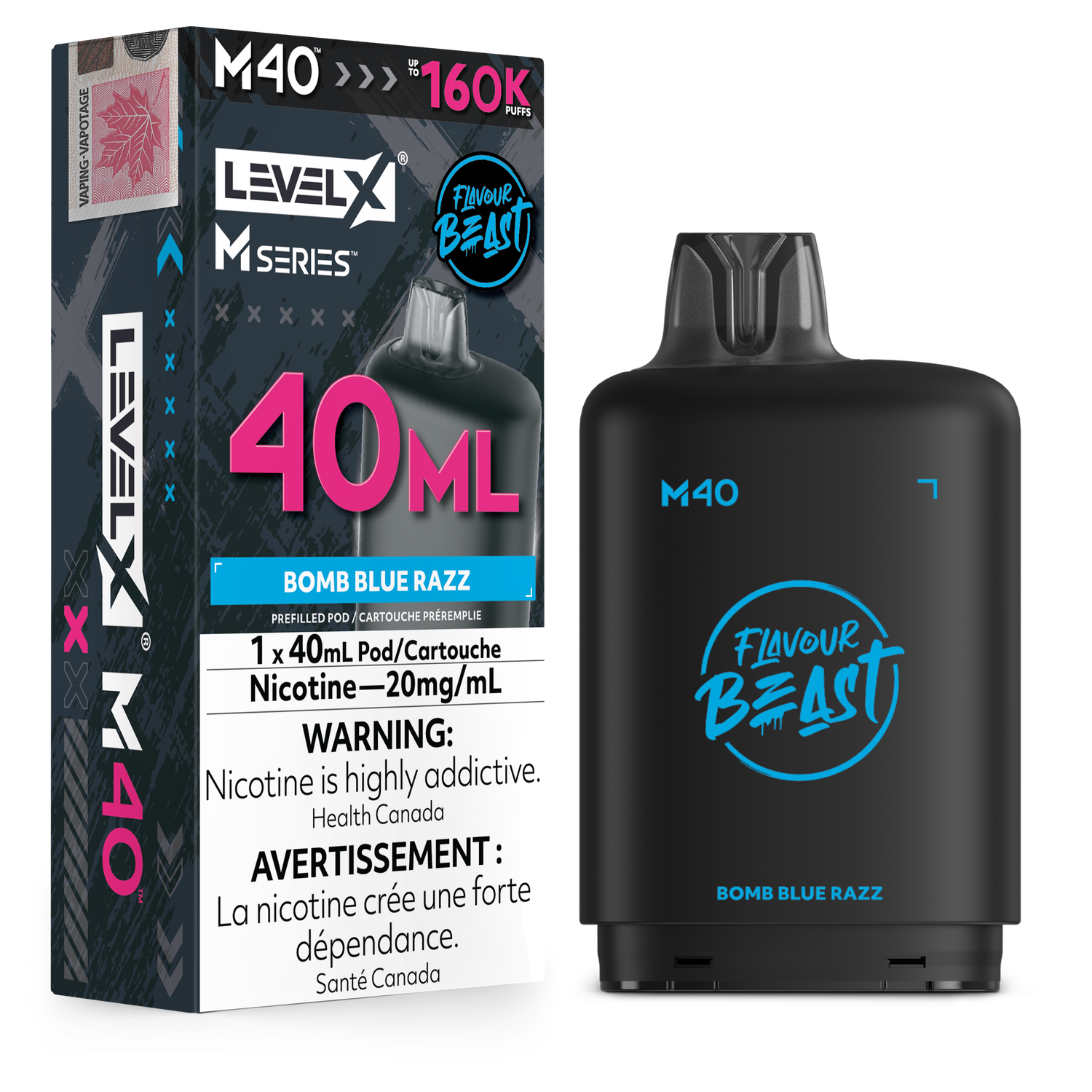 Flavour Beast Level X M Series Pod 40ML 160K - Bomb Blue Razz Flavour Beast Level X M Series Pod 40ML 160K - Bomb Blue Razz