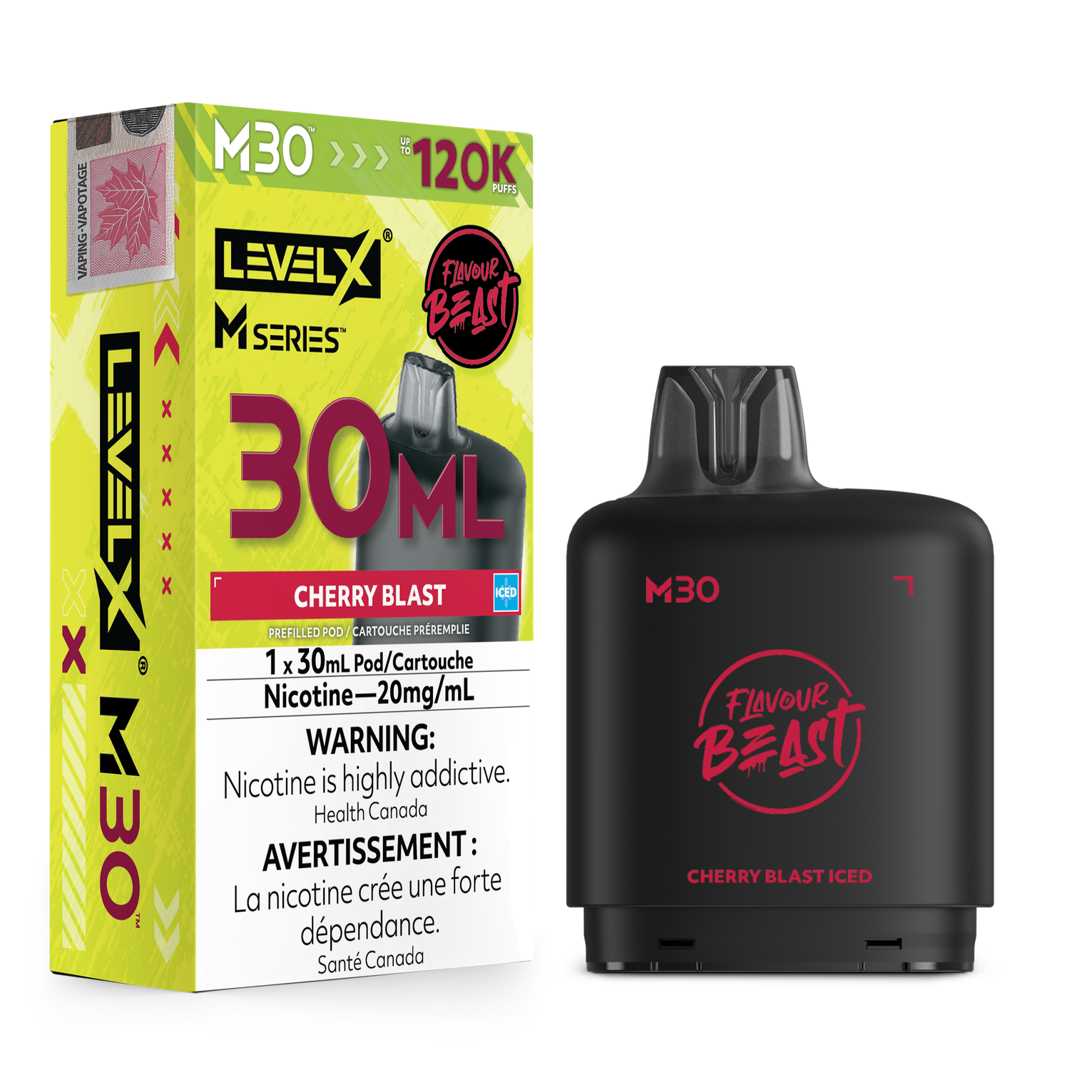 Flavour Beast Level X M Series Pod 30ML 120K - Cherry Blast Iced Flavour Beast Level X M Series Pod 30ML 120K - Cherry Blast Iced