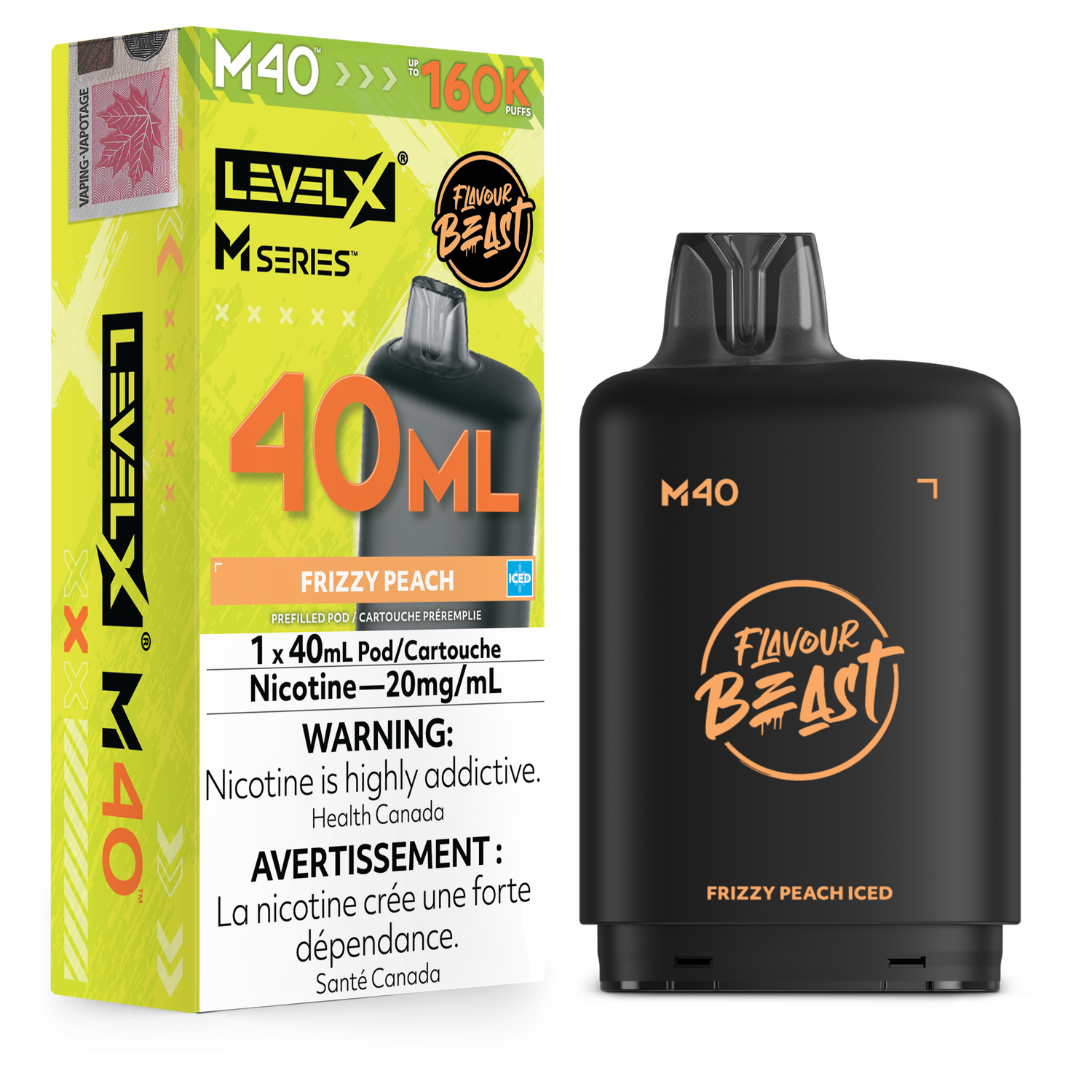 Flavour Beast Level X M Series Pod 40ML 160K - Frizzy Peach Iced Flavour Beast Level X M Series Pod 40ML 160K - Frizzy Peach Iced