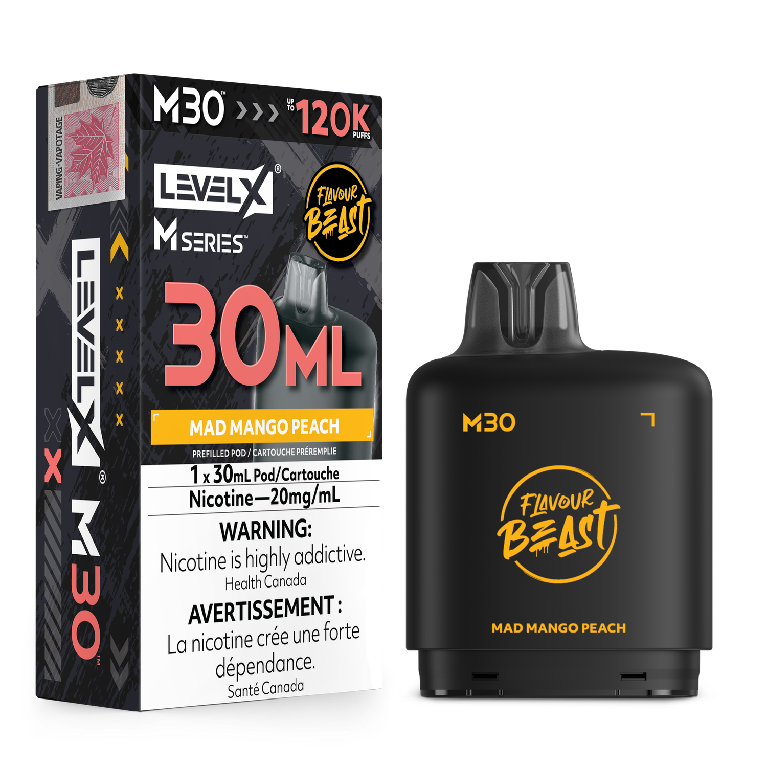 Flavour Beast Level X M Series Pod 30ML 120K - Mad Mango Peach Flavour Beast Level X M Series Pod 30ML 120K - Mad Mango Peach