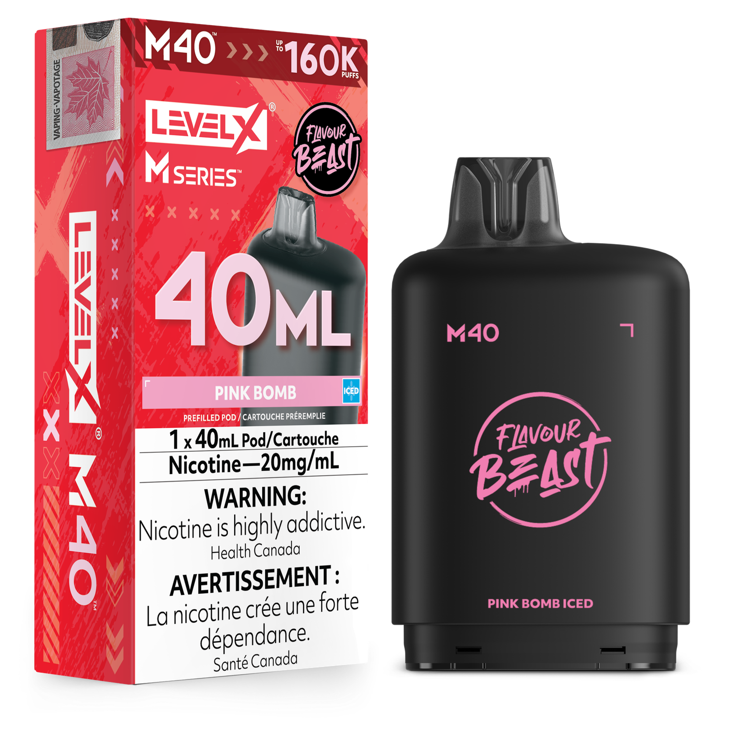 Flavour Beast Level X M Series Pod 40ML 160K - Pink Bomb Iced Flavour Beast Level X M Series Pod 40ML 160K - Pink Bomb Iced
