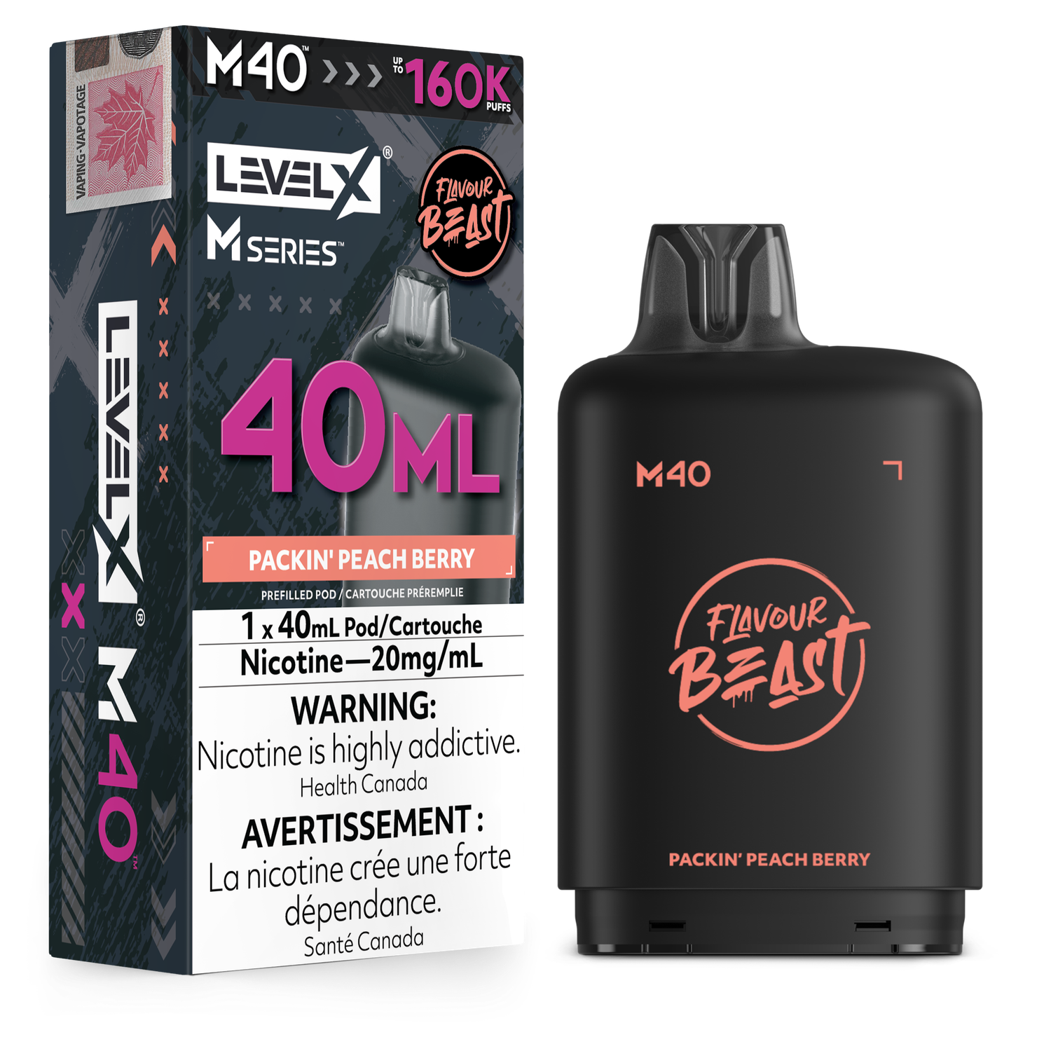 Flavour Beast Level X M Series Pod 40ML 160K - Packin' Peach Berry