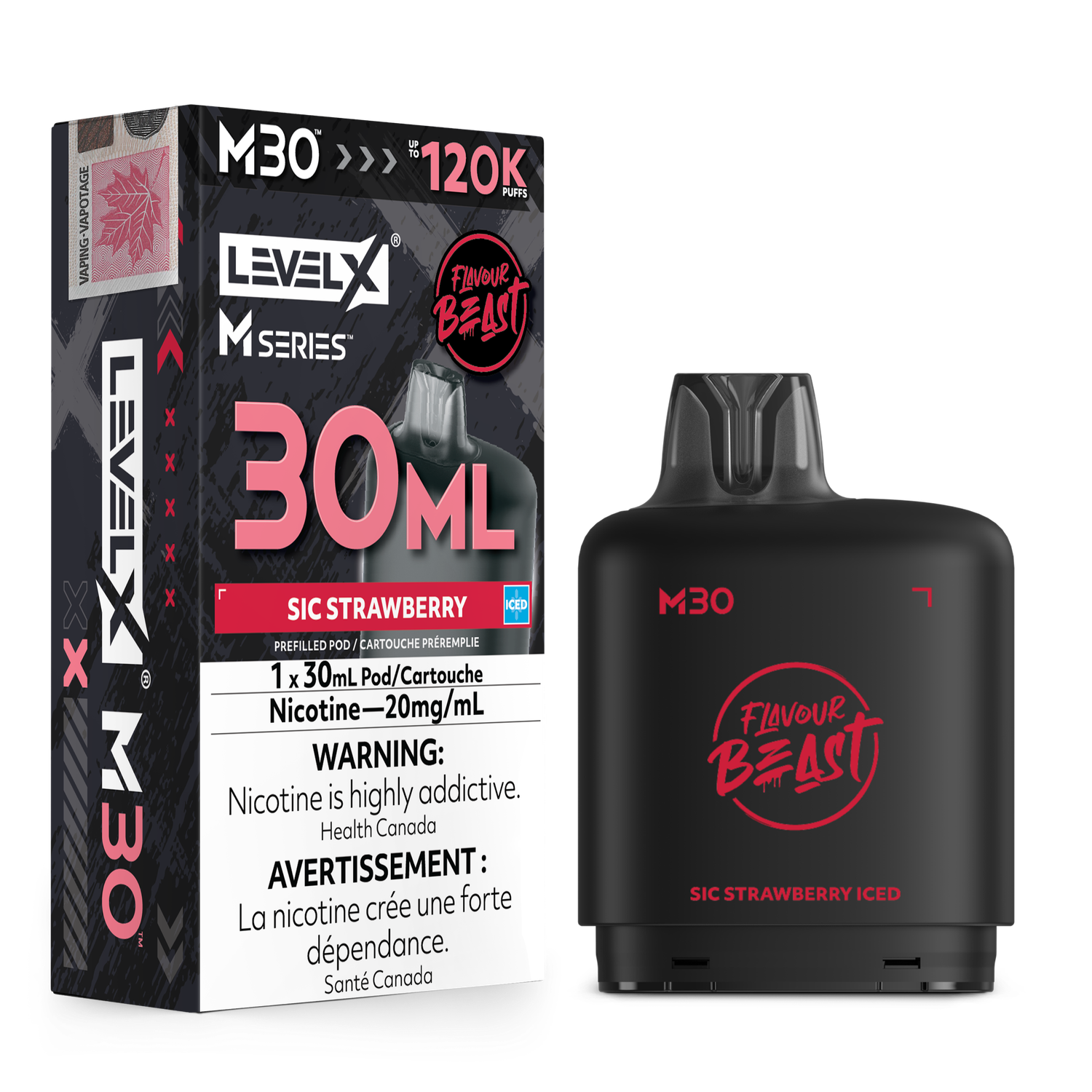 Flavour Beast Level X M Series Pod 30ML 120K - Sic Strawberry Iced