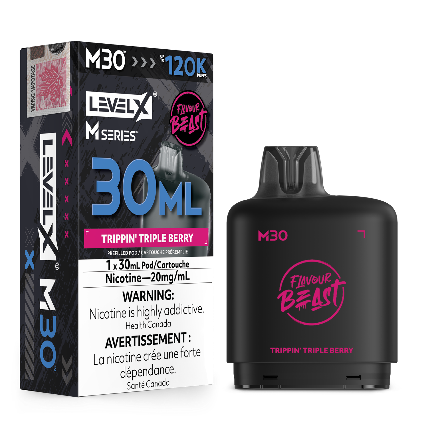 Flavour Beast Level X M Series Pod 30ML 120K - Trippin' Triple Berry Flavour Beast Level X M Series Pod 30ML 120K - Trippin' Triple Berry
