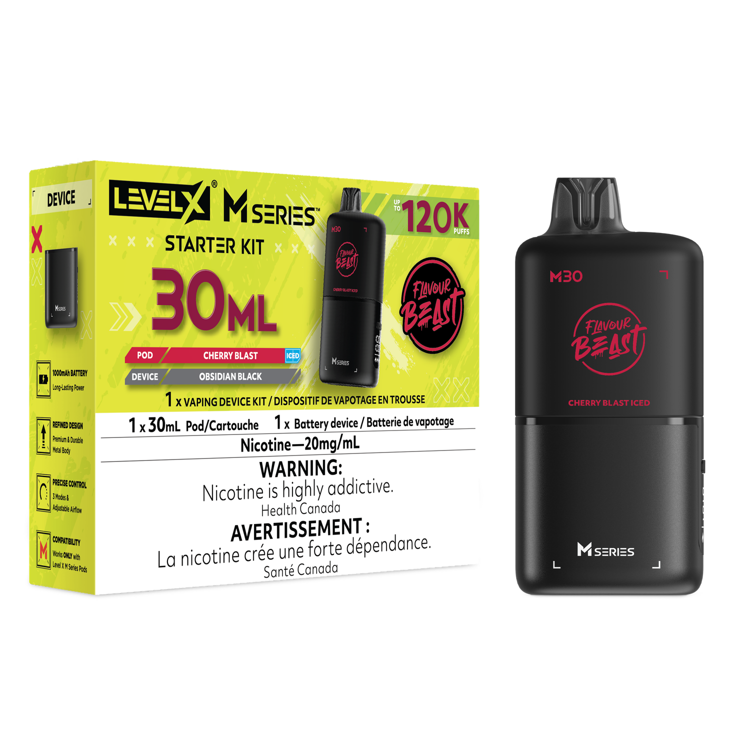 Flavour Beast Level X M Series Starter Kit 30ML 120K - Cherry Blast Iced