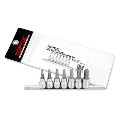 7PCS 3/8"DR.Hex Bit Socket BCDA Series  Rail Set Stamping/Satin Chrome/Zipper Pouch