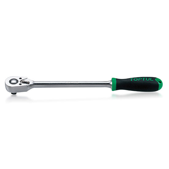 1/4"Dr. L=195mm 48T Extra Long Reversible Ratchet Handle with Quick Release Satin Chrome