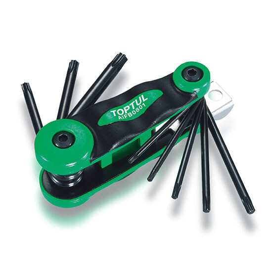 8-in-1 Foldable Star Key Wrench Set 8pc:T9,T10,T15,T20,T25,T27,T30,T40