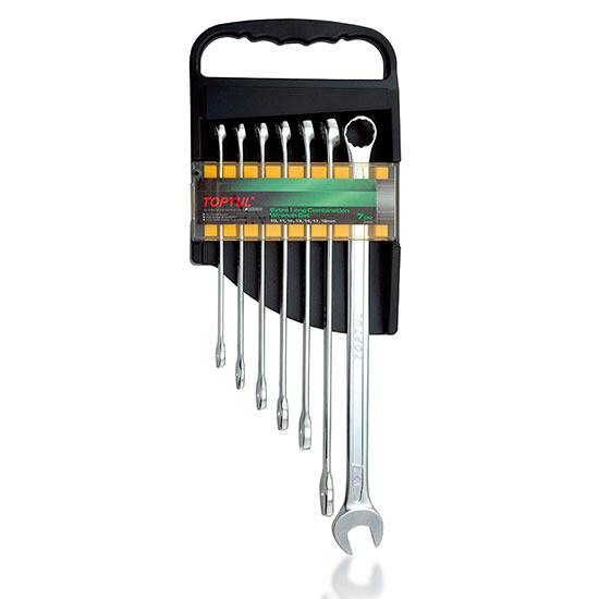 7PCS Extra Long Combination Wrench Set AAEL Series Satin Chrome/Stamping/Storage Rack