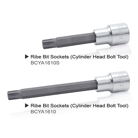 1/2" Dr. x M10S L=140mm 1/2" Dr. Ribe Bit Socket(Cylinder Head Bolt Tool) Satin Chrome