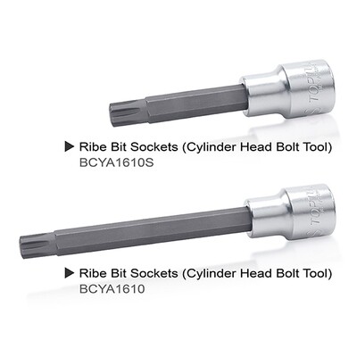1/2" Dr. x M10S L=140mm 1/2" Dr. Ribe Bit Socket(Cylinder Head Bolt Tool) Satin Chrome
