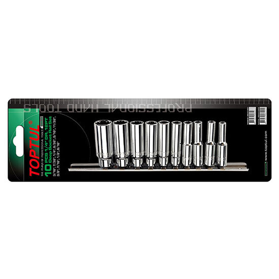 10PCS 1/4”DR. Deep Socket Rail Set BBEF Series Mirror