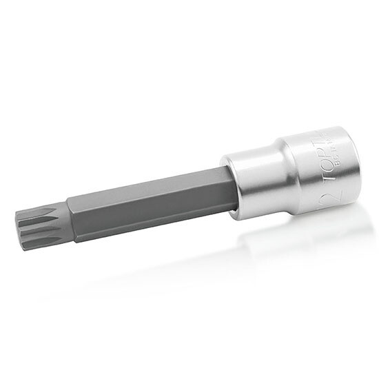 1/2" Dr. x M9.5 L=100mm Spline Bit Sockets(Extra Long) Satin Chrome