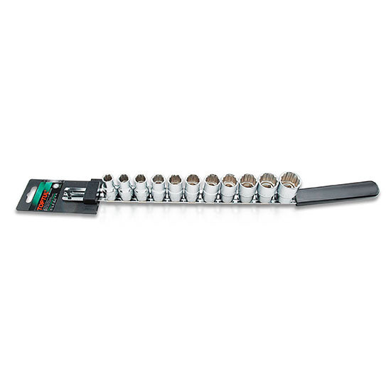 11PCS 1/2"DR. 12PT Socket Rail Set  BAEB Series Satin Chrome/ Stamping