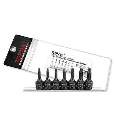 7PCS 3/8"DR. Star Bit Impact Sockets Rail Set Black Phosphate / Laser