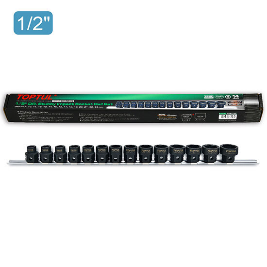 14PCS 1/2" DR.Stubby 6PT   Metric Impact Socket Rail Set    KABR Series