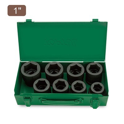 8PCS 1"DR. 6PT Flank Impact Socket Set  KABA Series Black Phosphate/ Laser/ Metal Box
