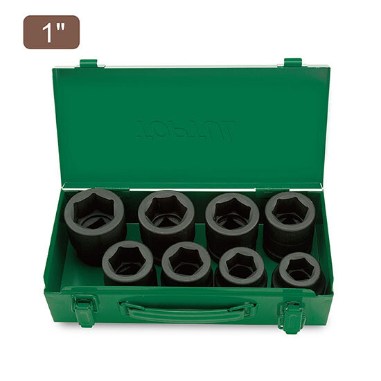 8PCS 1"DR. 6PT Flank Impact Socket Set  KABA Series Black Phosphate/ Laser/ Metal Box