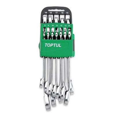 10PCS Pro-Series Reversible Ratchet Combination Wrench Set  ABAF Series Satin Chrome / Storage Rack